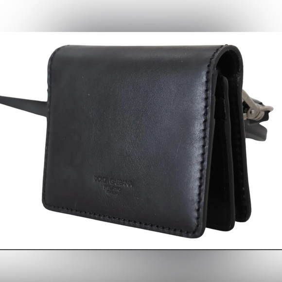 NEW DOLCE GABBANA D&G BLACK LEATHER CARD Crossbody Strap Wallet Shoulder Bag - Picture 4 of 13